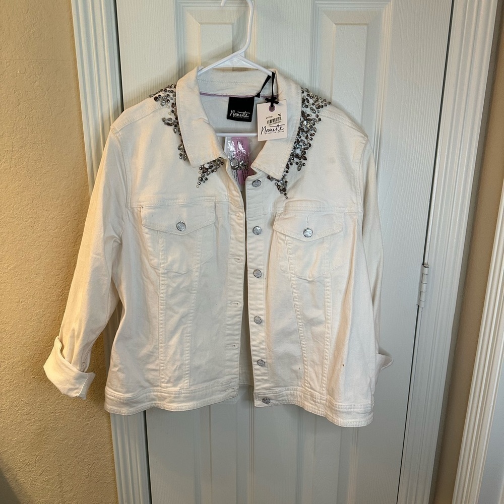 Nanette White Jeam jacket with embellishment size 2X